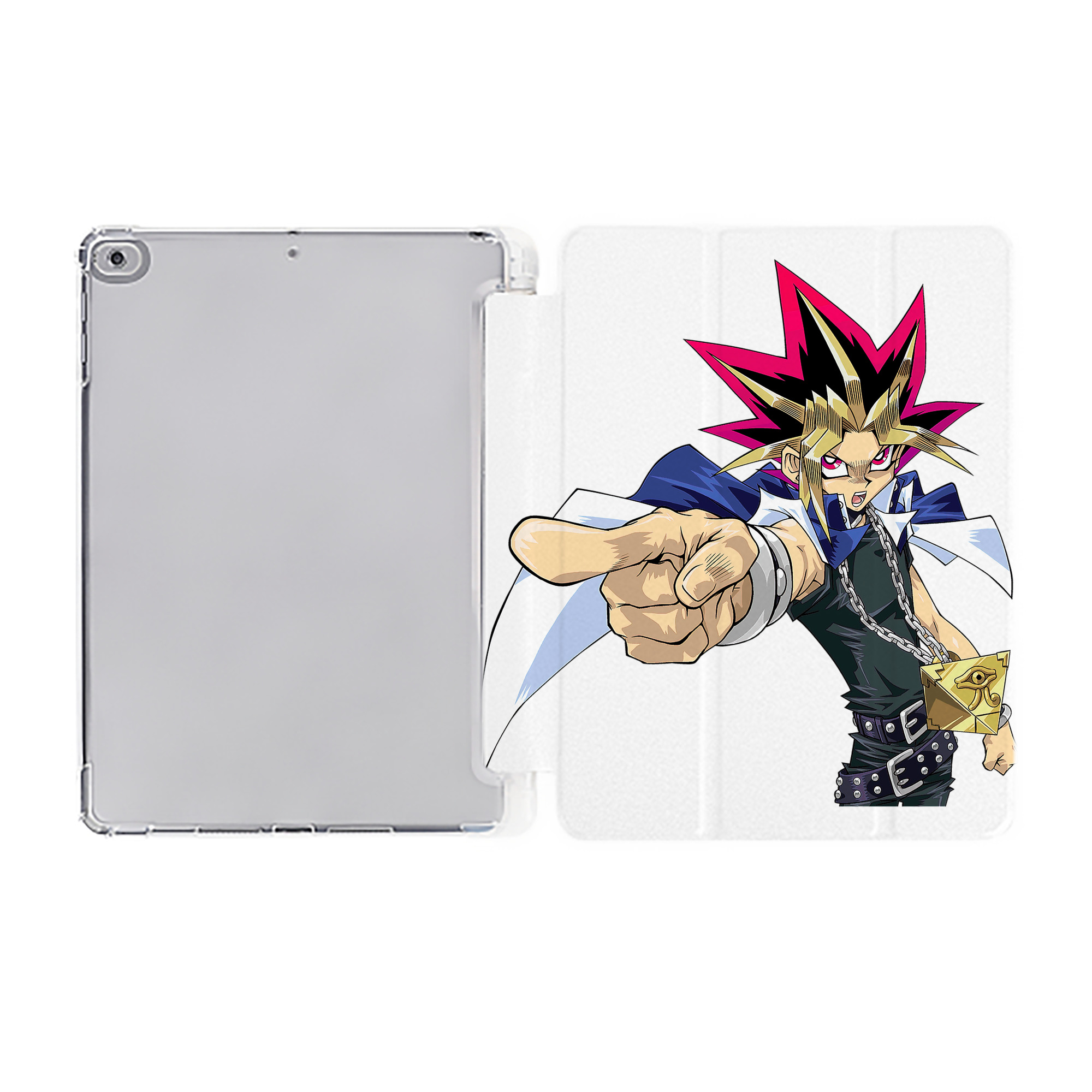 （画像用） 遊☆戯☆王 Yu-Gi-Oh! IPad ケース ペン収納付き 三つ折りスタンド PUレザー×シリコン 対応機種9.5/10.5/10.9インチ